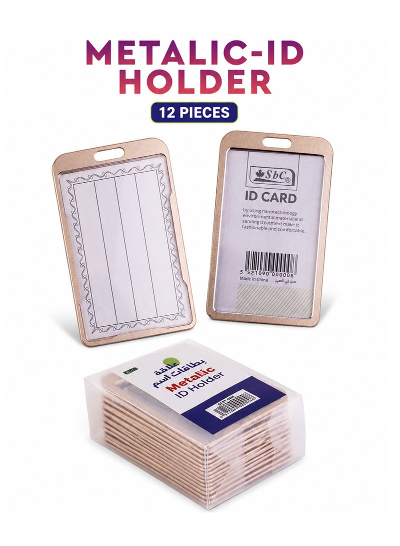 SBC 12-Piece Metallic ID Card Holder Vertical Golden - Image 1