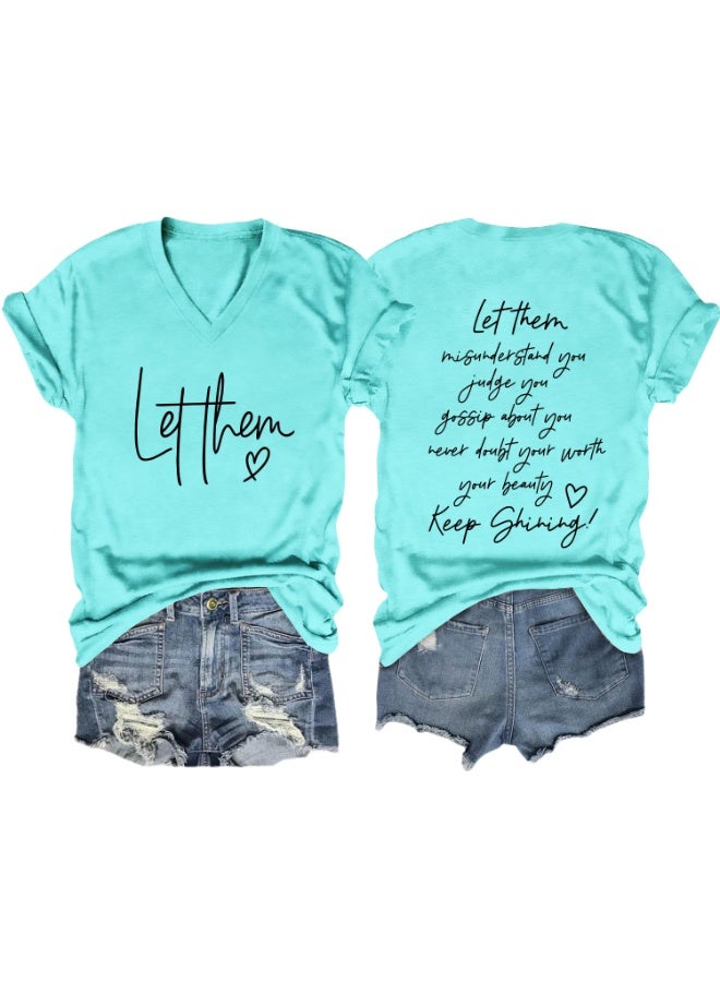Women Motivational Saying Graphic Tshirt Casual Loose Tops - Image 1