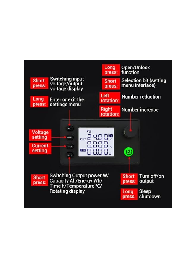 promass Adjustable 90W DC Buck Boost Power Converter, Adjustable CNC DC Regulated Power Supply Constant Voltage and Constant Current Step-Up/Step-Down Module, CC CV 0.5-36V 5V 6V 12V 24V Power Module - Image 3