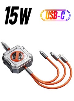 2023 Upgraded Multi Charging Cable, 3 in 1 Retractable USB Charging Cable, Mech Style Multiple Fast Charger Cord,with Type C/Micro USB/IP for Samsung S23 S22 S21, Phone 14 13 12, Pad Pro, Mac (4ft)