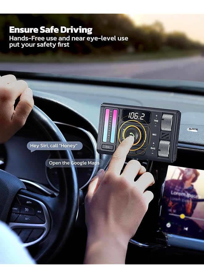 KASTWAVE Bluetooth 5.3 Car Adapter, Car Fm Bluetooth Transmitter With Air Vent Installation & Dsp Noise Cancellation, Type-C Pd & Qc3.0 Car Charger, Wireless Radio Supports Bass & Treble Boost, Black - Image 4