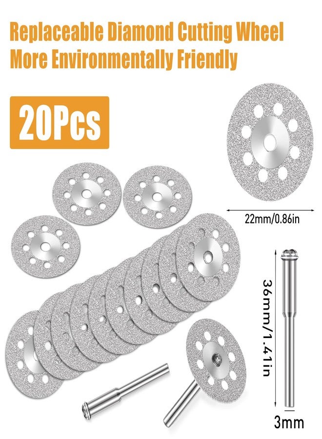 FOTYBEI 20 pcs 545 Diamond Cutting Wheel Cut Off Discs Coated (22mm) for Dremel Rotary Tool with 402 Mandrel (3mm) 4pcs and Screwdriver for Rotary Tool Accessories - Image 5