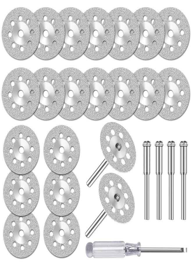 FOTYBEI 20 pcs 545 Diamond Cutting Wheel Cut Off Discs Coated (22mm) for Dremel Rotary Tool with 402 Mandrel (3mm) 4pcs and Screwdriver for Rotary Tool Accessories - Image 1