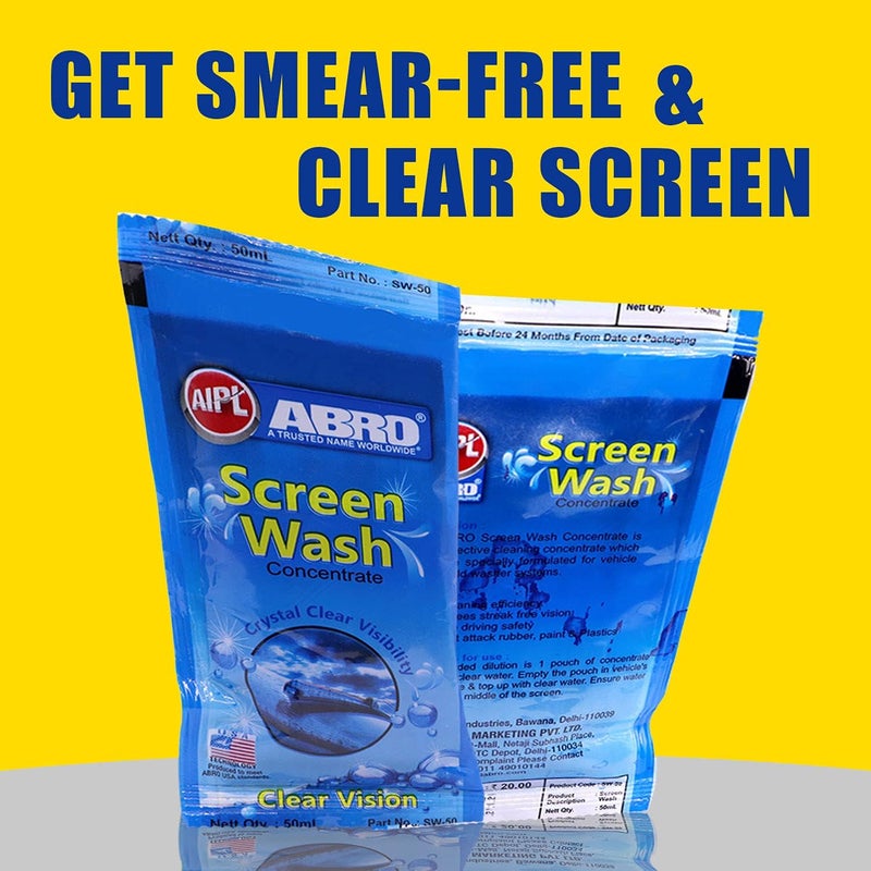 Abro Windshield Car Wash Additive Fluid Concentrate Liquid Wipers Lubricated Streak Free & Anti Wiper Judder Formula Auto Detergent Glass Cleaner (20 Pcs) - Image 5