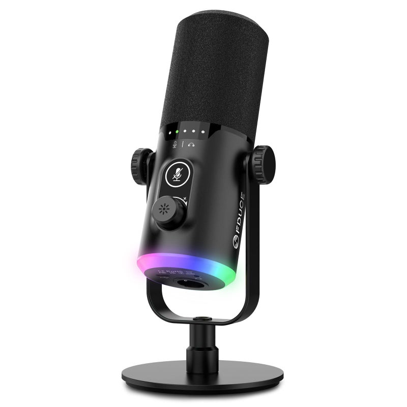 FDUCE USB/XLR Gaming Microphone kit, Dynamic PC Mic for Podcasting Streaming, Computer RGB Mic Kit with Desktop Stand, Mute Button and Headphone Jack, for Recording, Vocal Voice-Over (D30) - Image 1