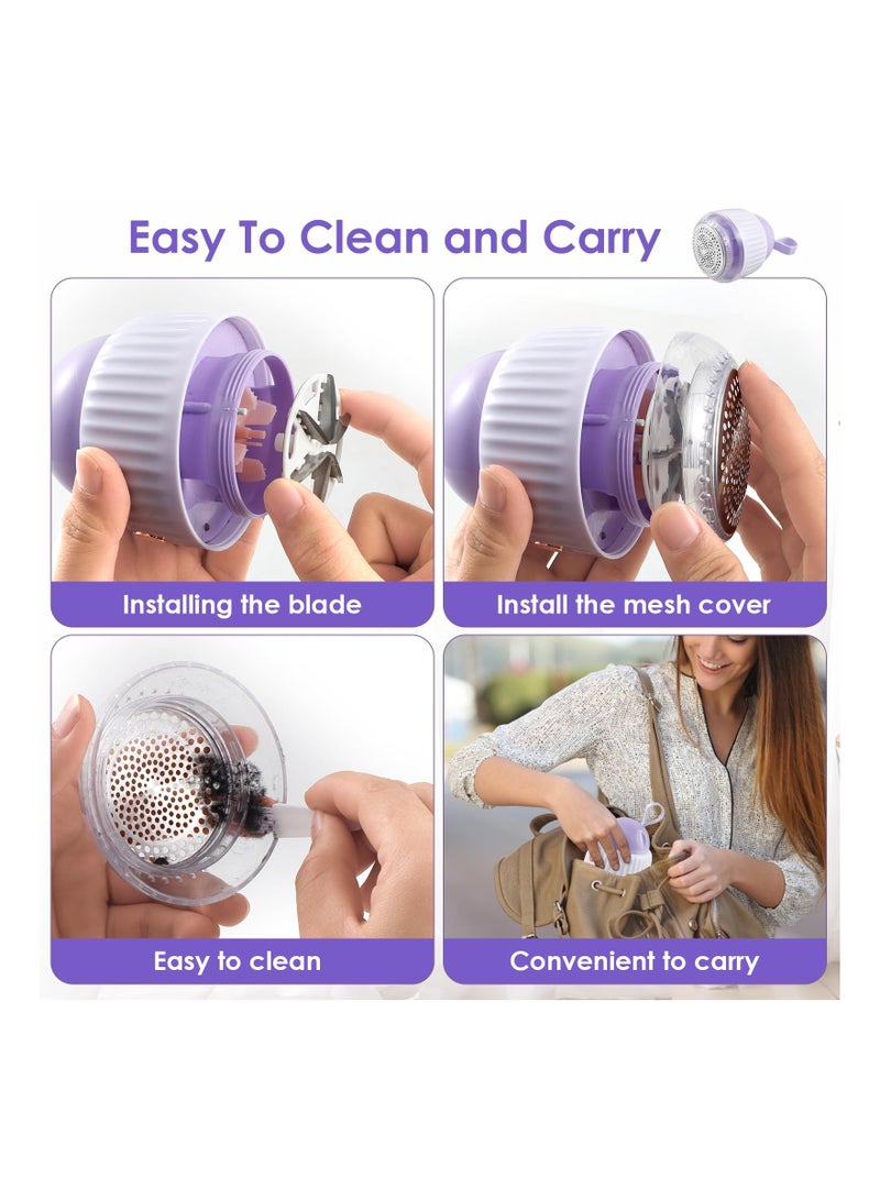 SYOSI Electric Lint Remover for Fabric Garments, Rechargeable Fabric Shaver with 6 Stainless Steel Blades Portable Bobble Remover  Fabric Shaver Lint Remover for Clothes Sweaters Couch Blanket - Image 3