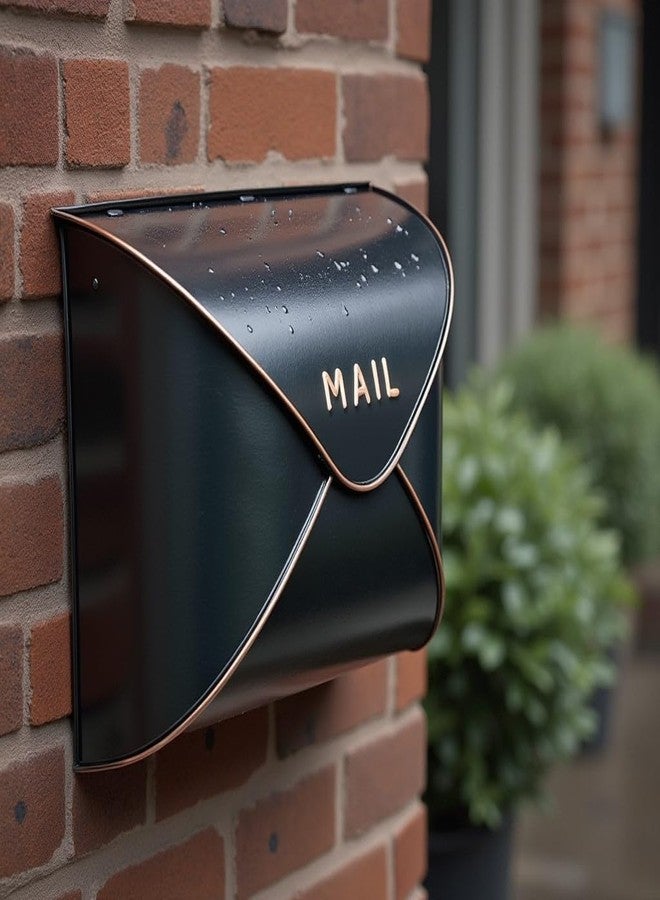 NACH Black Mailbox Wall Mount, 11 x 5 x 8.75 inch Wall Mount Mailboxes for Outside, Waterproof Mailboxes for Outside - Envelope Mailbox - Image 4