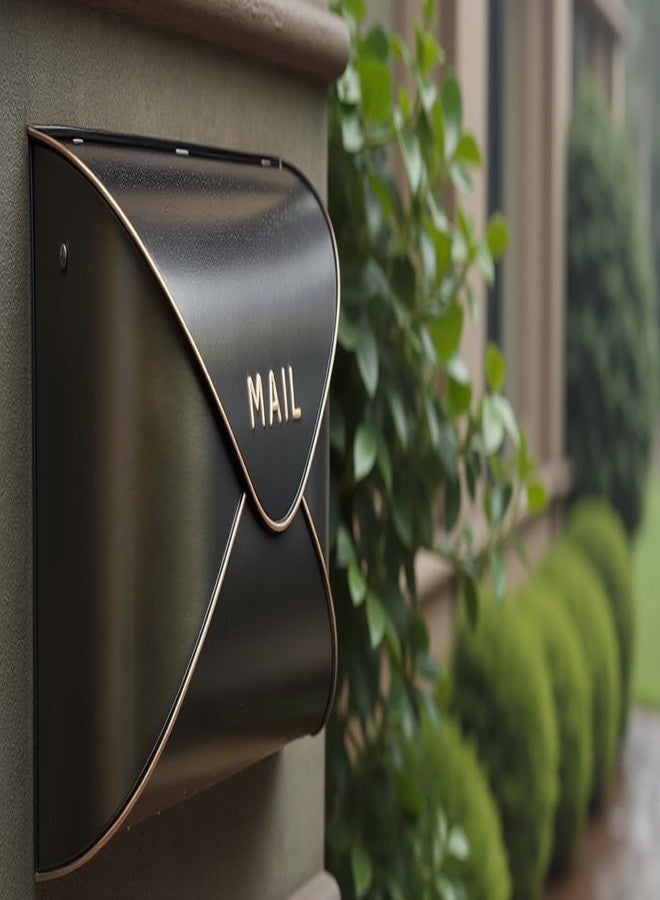 NACH Black Mailbox Wall Mount, 11 x 5 x 8.75 inch Wall Mount Mailboxes for Outside, Waterproof Mailboxes for Outside - Envelope Mailbox - Image 3