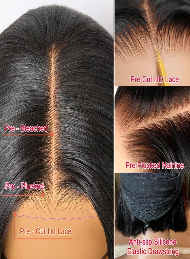 PRIMELACE 210% Density Glueless Wigs Human Hair Pre Plucked Pre Cut 8 inch Short Bob Wig Human Hair Glueless Wear and Go Drawstring Wig Human Hair for Black Women 2X6 HD Lace Front Wigs - Image 5