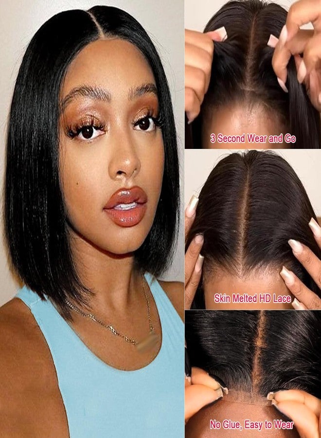 PRIMELACE 210% Density Glueless Wigs Human Hair Pre Plucked Pre Cut 8 inch Short Bob Wig Human Hair Glueless Wear and Go Drawstring Wig Human Hair for Black Women 2X6 HD Lace Front Wigs - Image 4