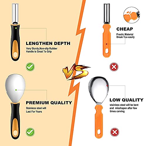 Yixiang Halloween Pumpkin Carving Kit, 5 Pieces Heavy Duty Professional Stainless Steel Carving Tools Set for Halloween Decorations, Included 4 LED Candles - Image 3