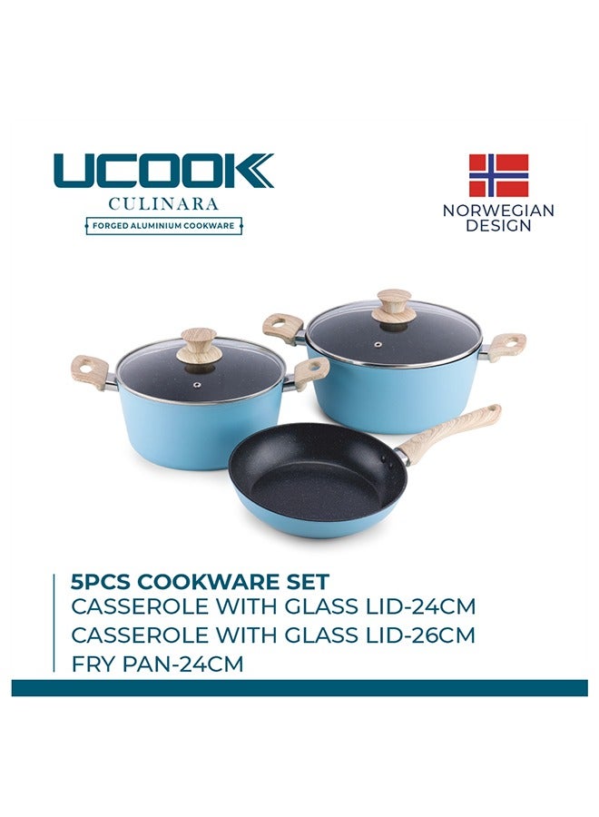 UCOOK Ucook Culinara Granite Cookware Set 5pcs -blue  - Image 2