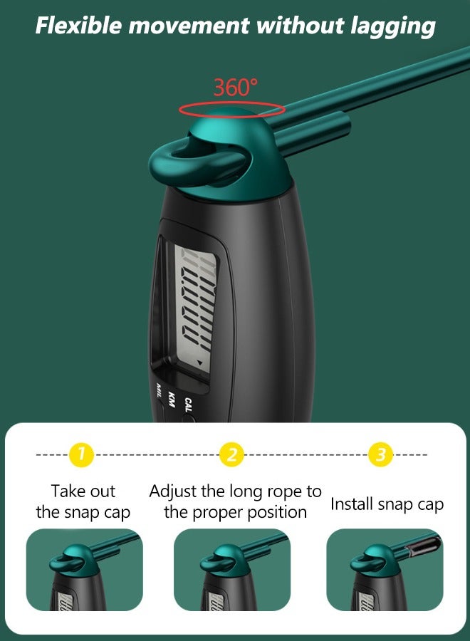 أهاكاك حبل قفز رقمي ثنائي الغرض - حبل تخطي قابل للتعديل - حبل تخطي متعدد الأوضاع مع سعرات حرارية - مضاد لللف بزاوية 360 درجة - حبل قفز لاسلكي لصالة تمارين اللياقة البدنية - Image 5