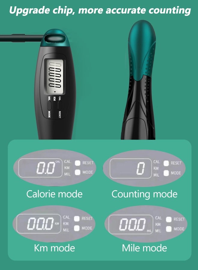 أهاكاك حبل قفز رقمي ثنائي الغرض - حبل تخطي قابل للتعديل - حبل تخطي متعدد الأوضاع مع سعرات حرارية - مضاد لللف بزاوية 360 درجة - حبل قفز لاسلكي لصالة تمارين اللياقة البدنية - Image 4