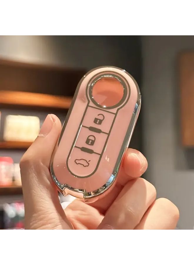 Pink TPU Car Key Fob Cover for Fiat 500 Boyue Bravo Iveco Olsen Scratch Resistant Protective Case - Image 4
