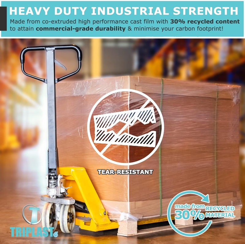 Triplast 1 Roll x 400mm Clear Pallet Stretch Wrap | Standard Core, 17mu Thick, Industrial Strength | Shrink Wrap, Cling Film, Plastic Wrap | Packaging for Removals, Industrial & Warehouse Use - Image 5