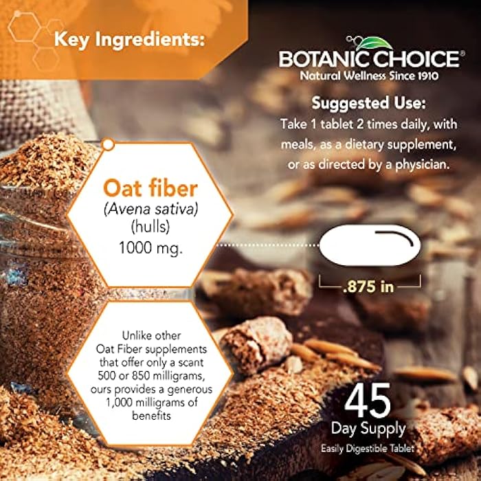 Botanic Choice Oat Fiber - Natural Dietary Supplement for Digestive Health - Women and Men - 90 Tablets (1000mg) - Image 4