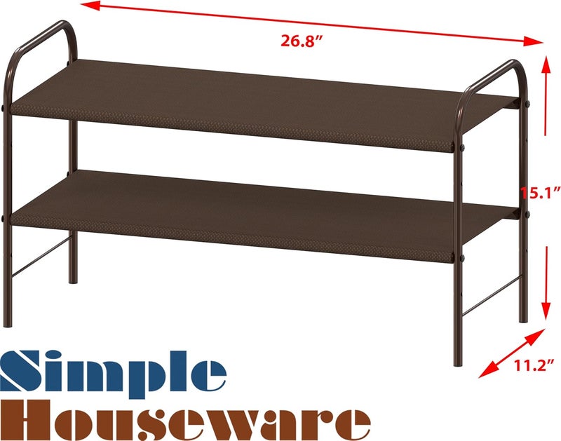 Simple Houseware 2-Tier Shoe Rack Storage Organizer, Bronze - Image 3