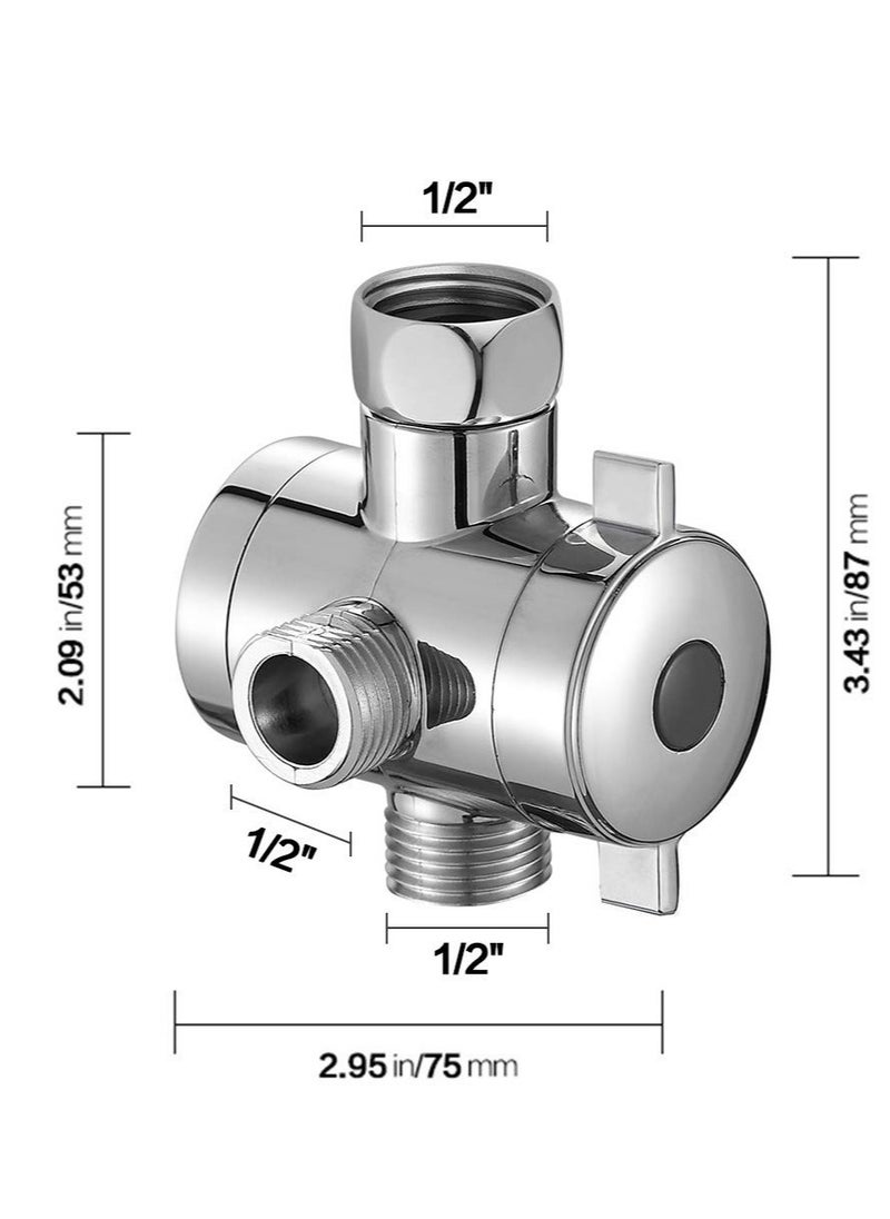 KASTWAVE - Shower Arm, Universal Bathroom System Component Replacement Part, G 1/2 3-Way T-adapter, Suitable for Handheld Shower Head and Fixed Spray Head (Chrome) - Image 1