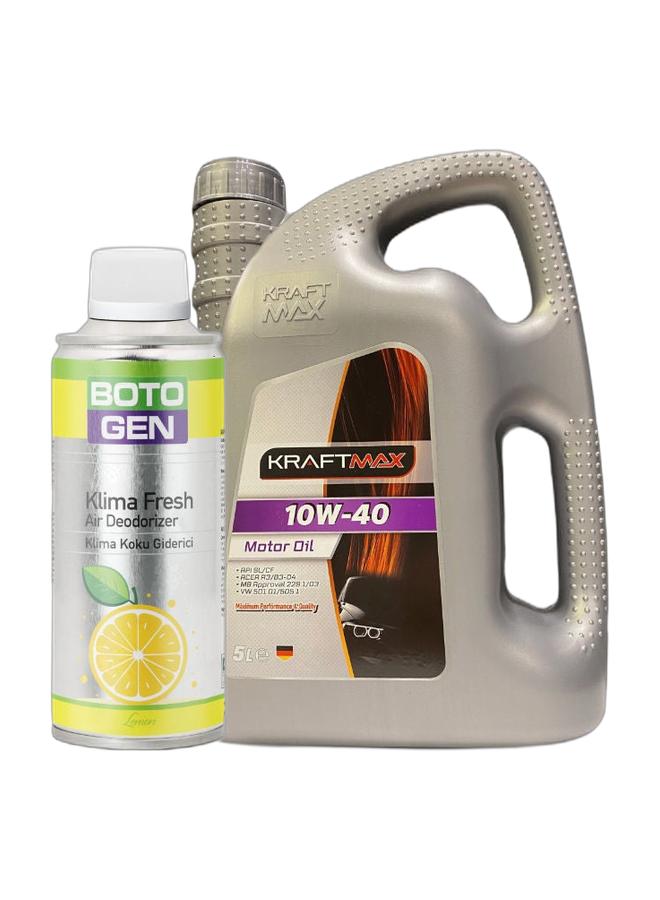 Boto Gen Air conditioner sterilizer and freshener with lemon scent - Turkish made with German technology KLIMA FRESH LEMON - 200 ml & Kraft Max Motor Oil 7000km 10w40 5LBundle - Image 1
