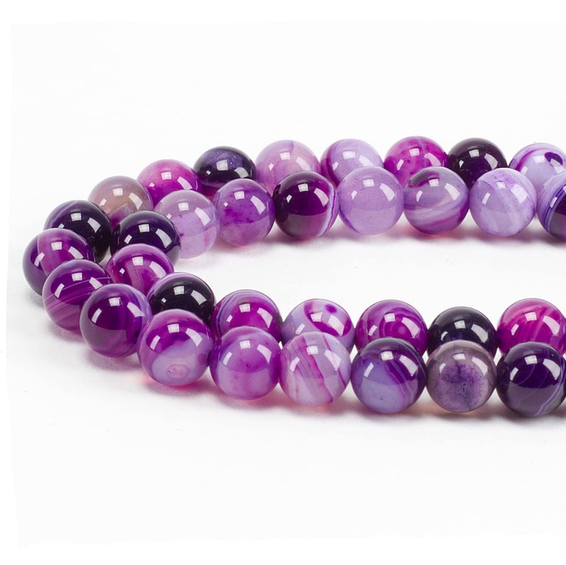 Cherry Tree Collection | 100PCS 8mm Lace Agate (Purple) Gemstone Round Beads for Jewelry Making | Includes Storage Box, Elastic String, and Needles - Image 1