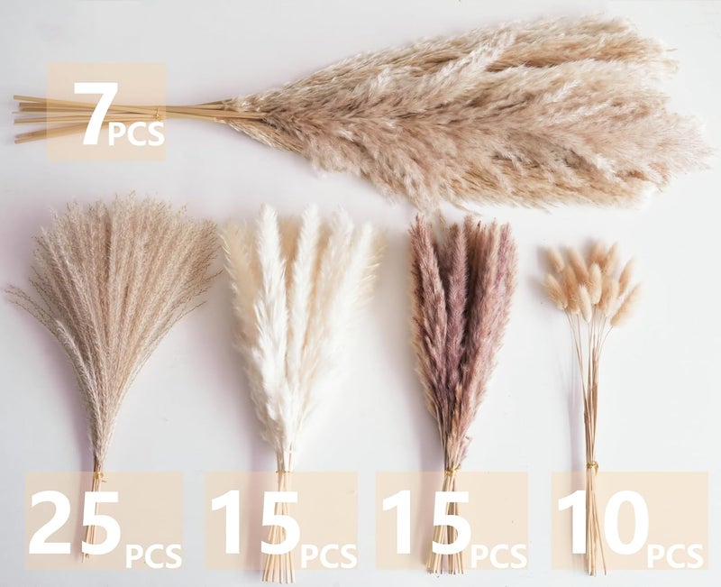 YOJOYI Decorative Tall Pampas Grass for Floor Vase – Premium Large Pampas Grass Decor Tall, 17"-40" Pampas Grass Stems, Dried Pampas Grass Decor Tall, Natural Pampas Grass with Beige Decor and Boho Feathers - Image 3