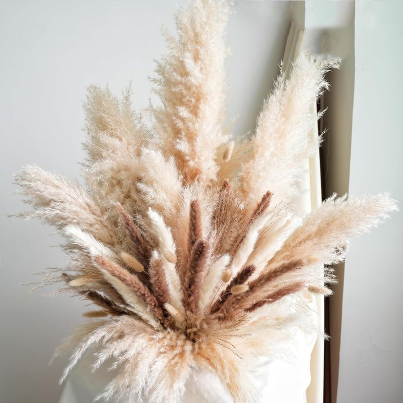 YOJOYI Decorative Tall Pampas Grass for Floor Vase – Premium Large Pampas Grass Decor Tall, 17"-40" Pampas Grass Stems, Dried Pampas Grass Decor Tall, Natural Pampas Grass with Beige Decor and Boho Feathers - Image 1