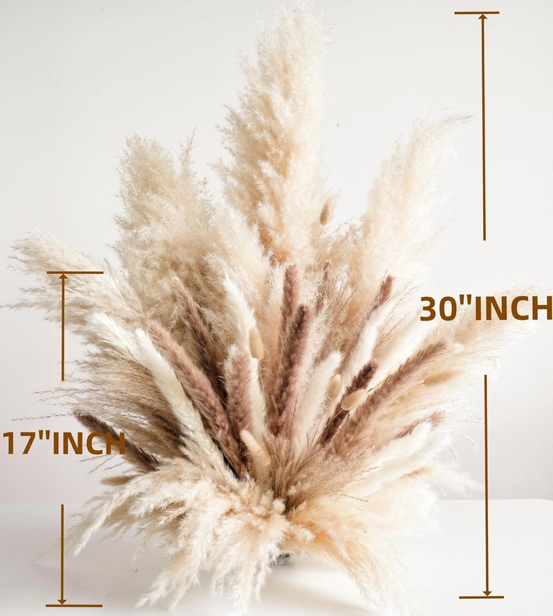 YOJOYI Decorative Tall Pampas Grass for Floor Vase – Premium Large Pampas Grass Decor Tall, 17"-40" Pampas Grass Stems, Dried Pampas Grass Decor Tall, Natural Pampas Grass with Beige Decor and Boho Feathers - Image 4