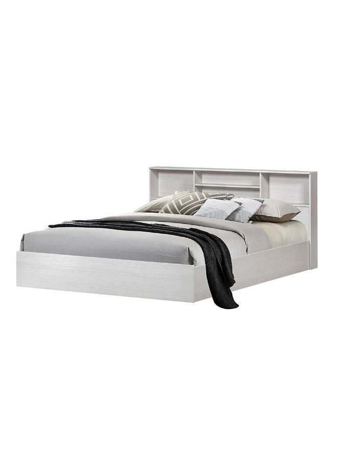 DANUBE HOME Gamorah New 180x200 King Bed Set with 1 Nightstand, Dresser, Mirror & Stool Stylish King Size Bed Set for Bedroom, Modern Furniture Set with Storage & Elegant Design -Washed White  - Image 5