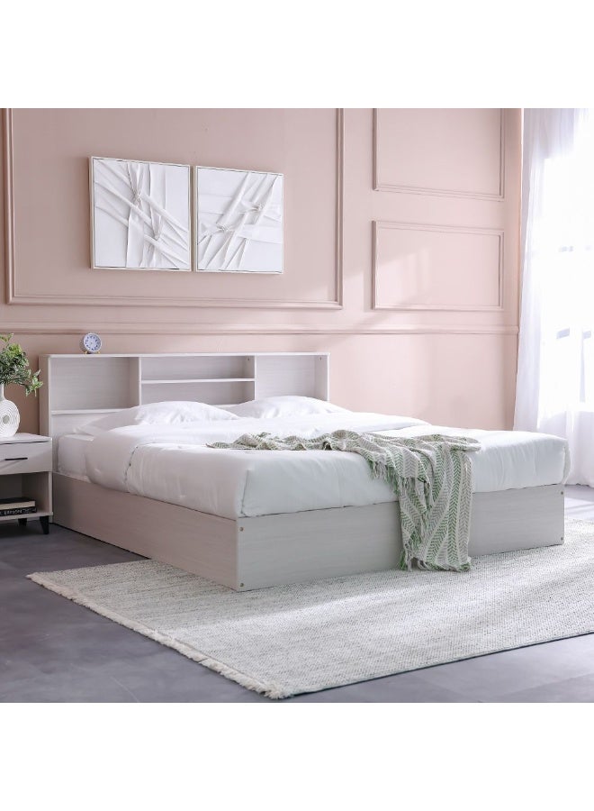 DANUBE HOME Gamorah New 180x200 King Bed Set with 1 Nightstand, Dresser, Mirror & Stool Stylish King Size Bed Set for Bedroom, Modern Furniture Set with Storage & Elegant Design -Washed White - Image 2