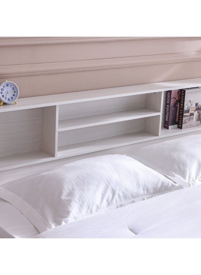 DANUBE HOME Gamorah New 180x200 King Bed Set with 1 Nightstand, Dresser, Mirror & Stool Stylish King Size Bed Set for Bedroom, Modern Furniture Set with Storage & Elegant Design -Washed White - Image 3