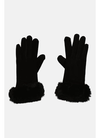 Women 1 Pair Fur Cuff Knit Gloves, Black - pzsku/Z168ECB99F32C6B0E44C5Z/45/1747233118/032f2b20-65a3-4214-9ccc-00b100ab5a87