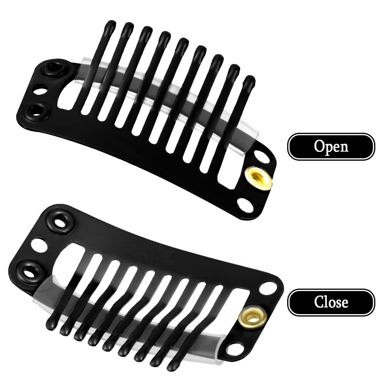 WILLBOND 30 Pieces 32 mm 9-teeth Hair Extension Clips Hair Extension Wigs Snap Clips Comb Small Snap Wig Accessories for Women DIY(Black) - Image 5