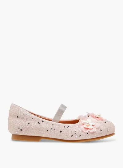 JUNIORS Glitter Embellished Ballerina Flats With Elasticated Strap