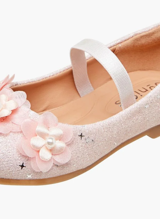 JUNIORS Glitter Embellished Ballerina Flats With Elasticated Strap