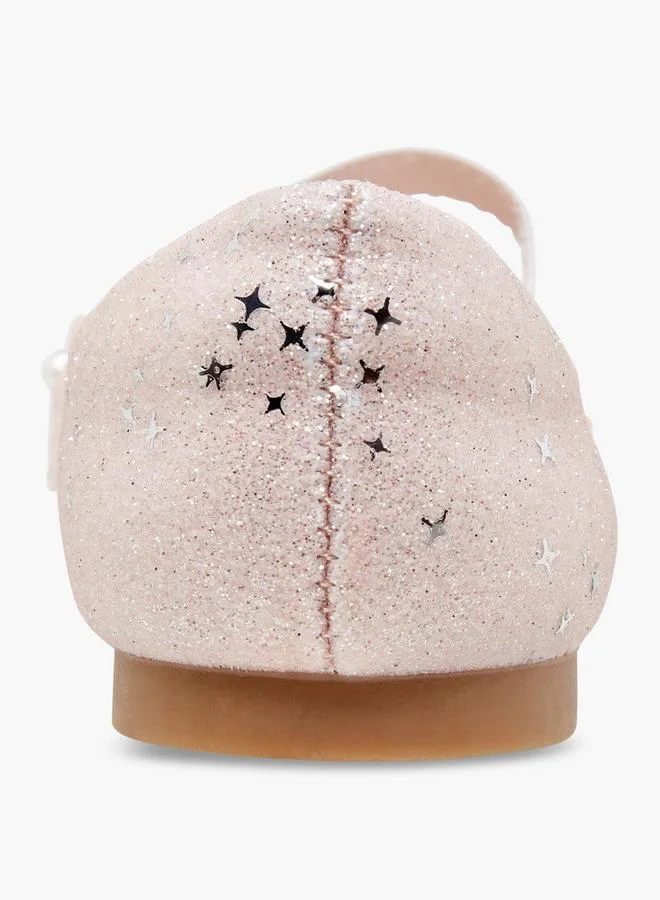 JUNIORS Glitter Embellished Ballerina Flats With Elasticated Strap