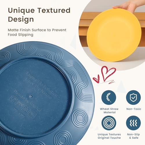 Homienly Dish Set Wheat Straw Dinnerware Sets Unbreakable Reusable Dinnerware Set 16 PCS Cups Plates and Bowls Sets, Microwave and Dishwasher Safe Dishes for Camping, Outdoor - Colorful - Image 4