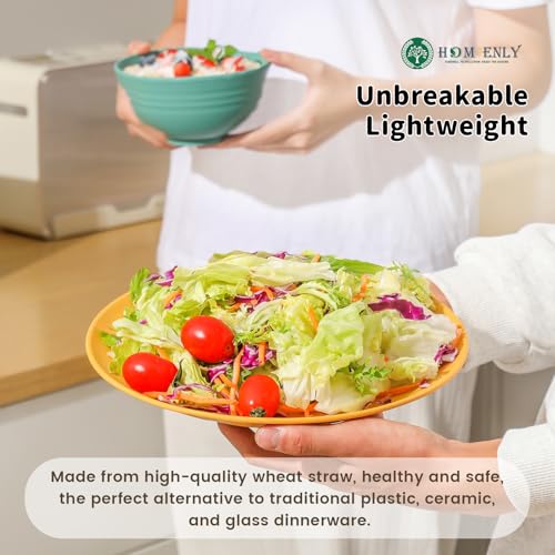 Homienly Dish Set Wheat Straw Dinnerware Sets Unbreakable Reusable Dinnerware Set 16 PCS Cups Plates and Bowls Sets, Microwave and Dishwasher Safe Dishes for Camping, Outdoor - Colorful - Image 5