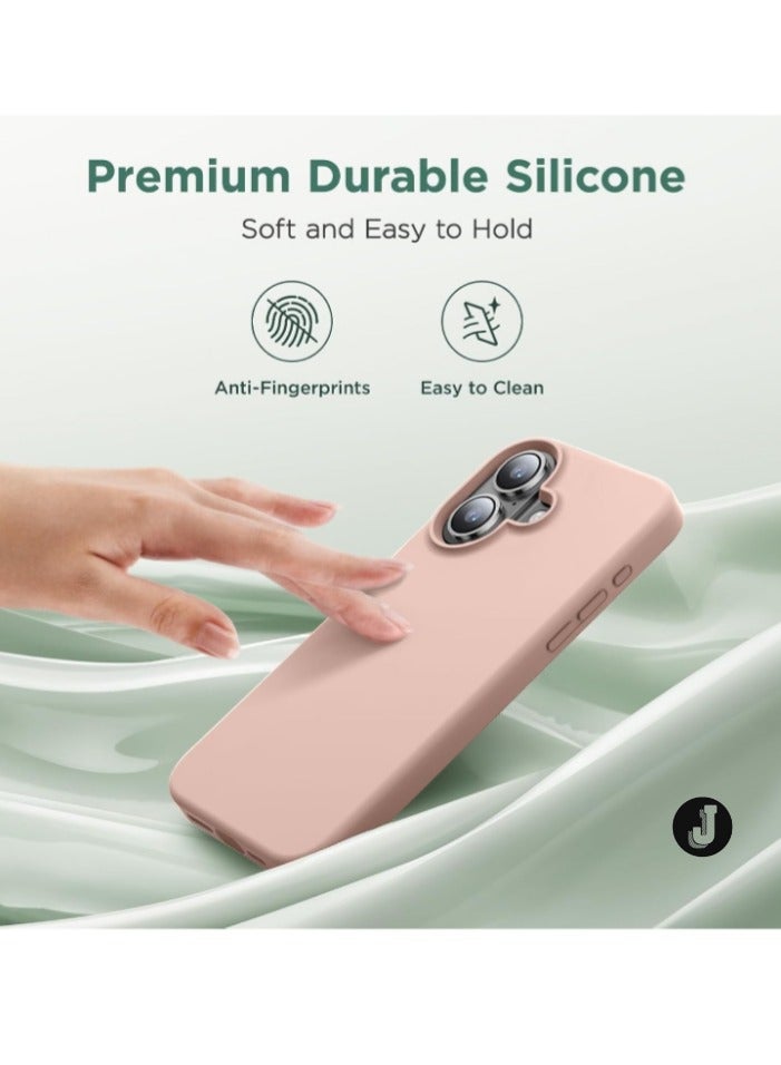 JAJEEK "Premium Soft Liquid Silicone Case for iPhone 16 – Silky Soft Touch Full-Body Protective Bumper (Sandy Pink)" - Image 2
