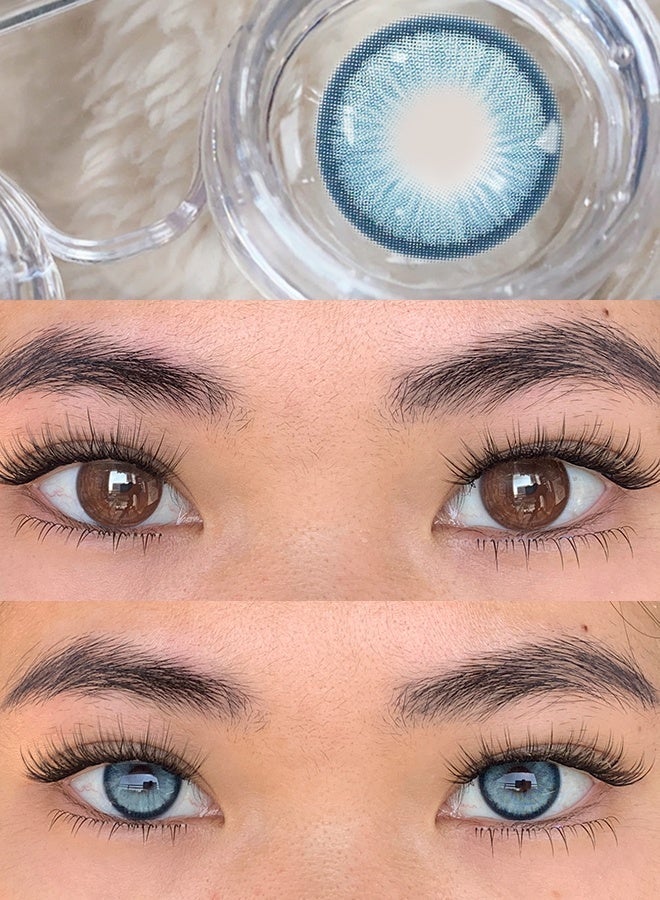 FreshLady Najia Blue Colored Contact Lenses 14.20mm Yearly – Bright Ocean Blue Natural Eye Look, Perfect for Vacation, Beach Style Makeup & Daily Wear - Image 3