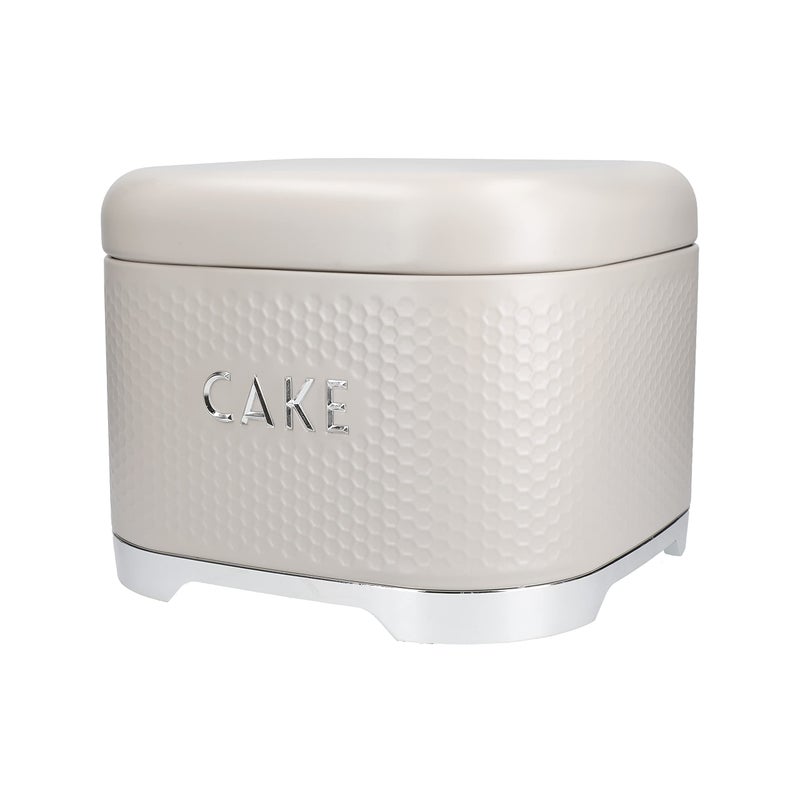 KitchenCraft Cake Storage Tin with Lid Latte Cream 26 x 26 x 20cm
