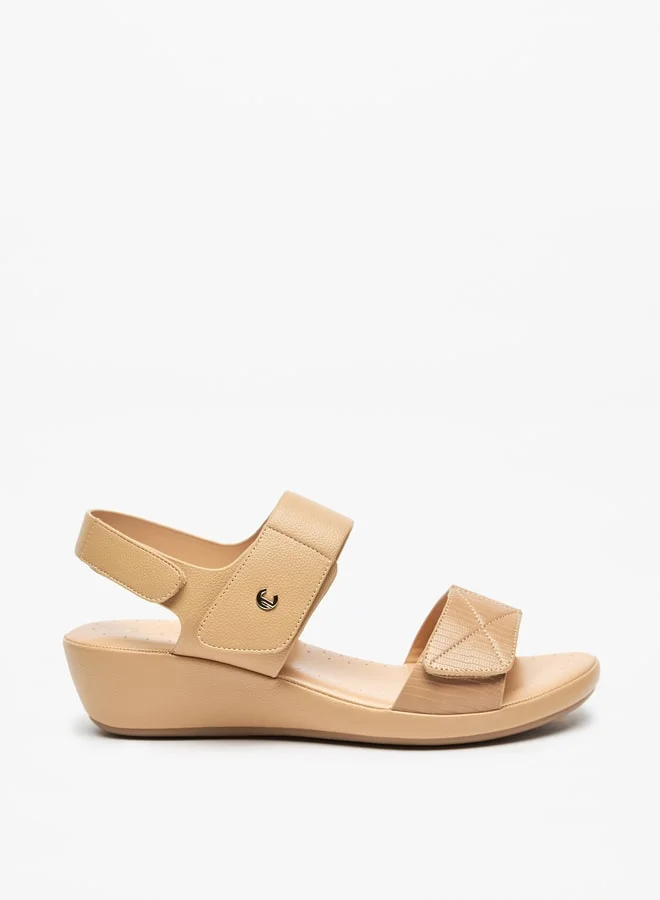 Le Confort Women Textured Slip-On Sandals with Hook and Loop Closure
