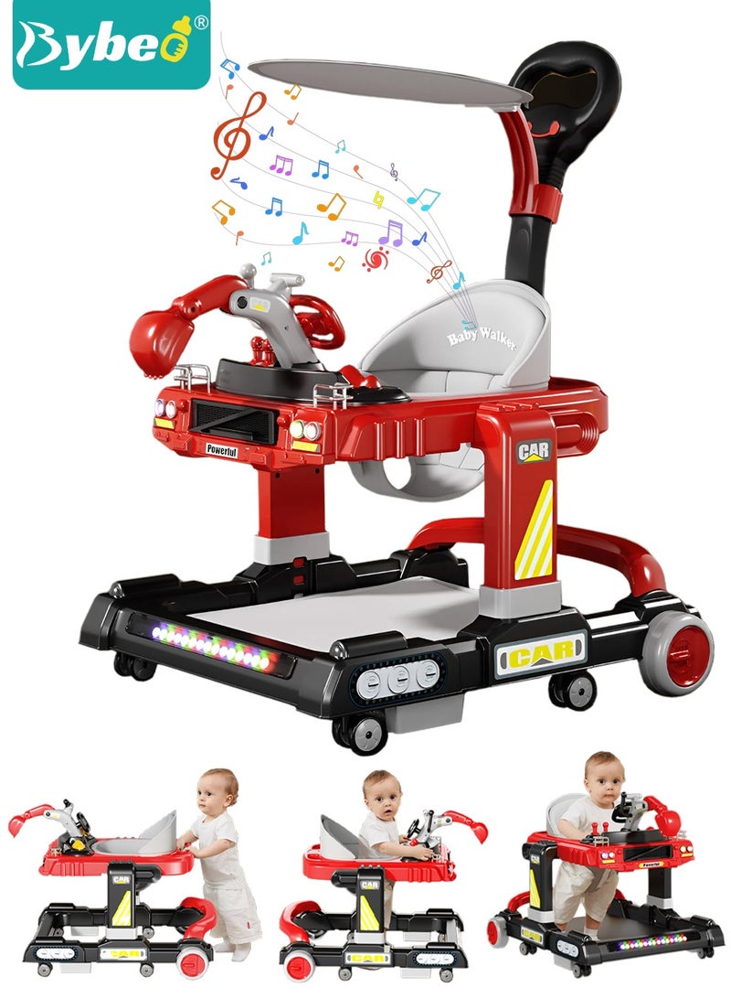 بيبو مشاية أطفال 3 في 1 مع مقبض دفع للوالدين، مشايات أطفال متعددة الوظائف، حفارة ألعاب للمشي مع ارتفاع قابل للتعديل وعجلات عالمية 360 درجة، وسادة مقعد مريحة، سجادة ترامبولين قابلة للفصل للأطفال الرضع والأولاد والبنات - Image 1