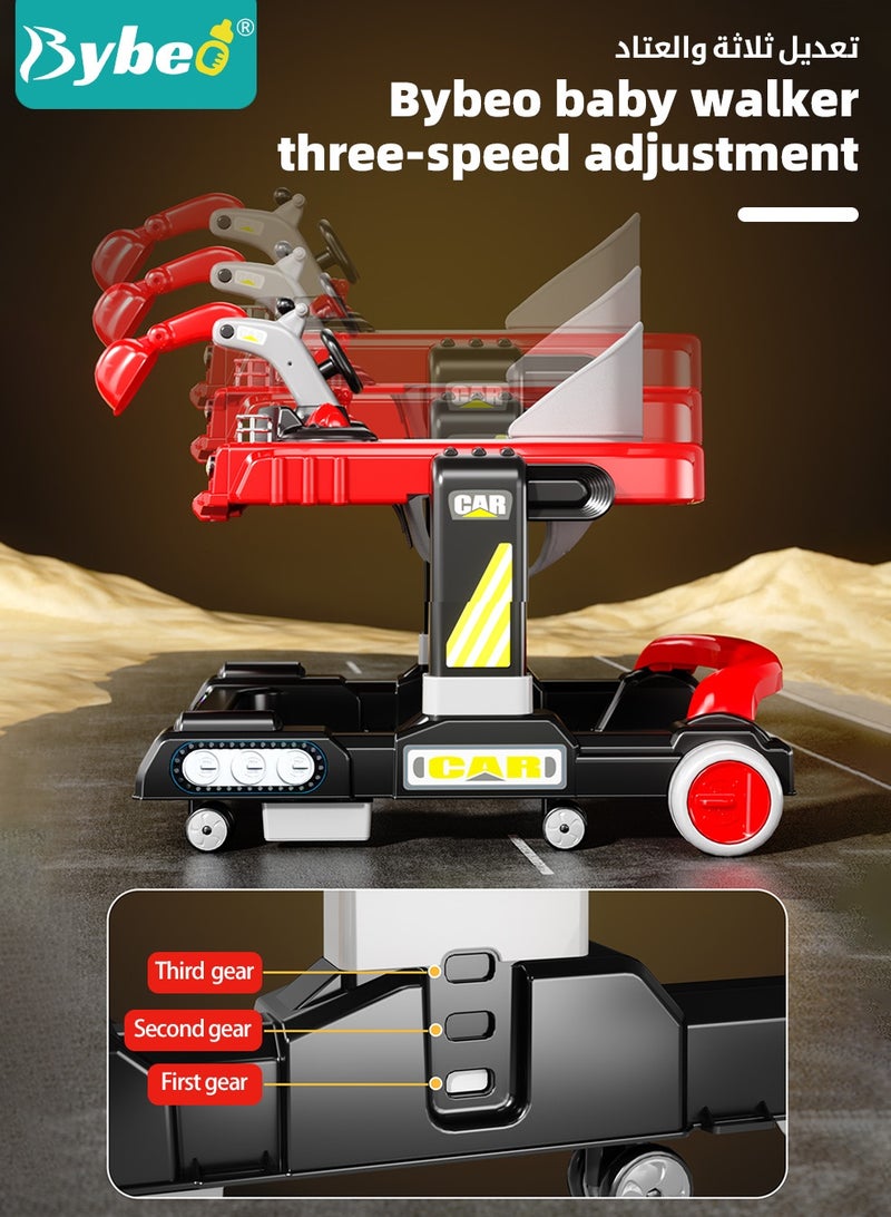 بيبو مشاية أطفال 3 في 1 مع مقبض دفع للوالدين، مشايات أطفال متعددة الوظائف، حفارة ألعاب للمشي مع ارتفاع قابل للتعديل وعجلات عالمية 360 درجة، وسادة مقعد مريحة، سجادة ترامبولين قابلة للفصل للأطفال الرضع والأولاد والبنات - Image 5