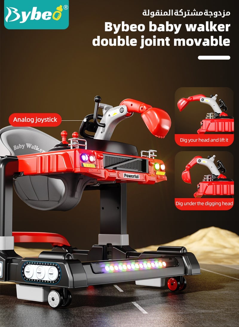 بيبو مشاية أطفال 3 في 1 مع مقبض دفع للوالدين، مشايات أطفال متعددة الوظائف، حفارة ألعاب للمشي مع ارتفاع قابل للتعديل وعجلات عالمية 360 درجة، وسادة مقعد مريحة، سجادة ترامبولين قابلة للفصل للأطفال الرضع والأولاد والبنات - Image 4