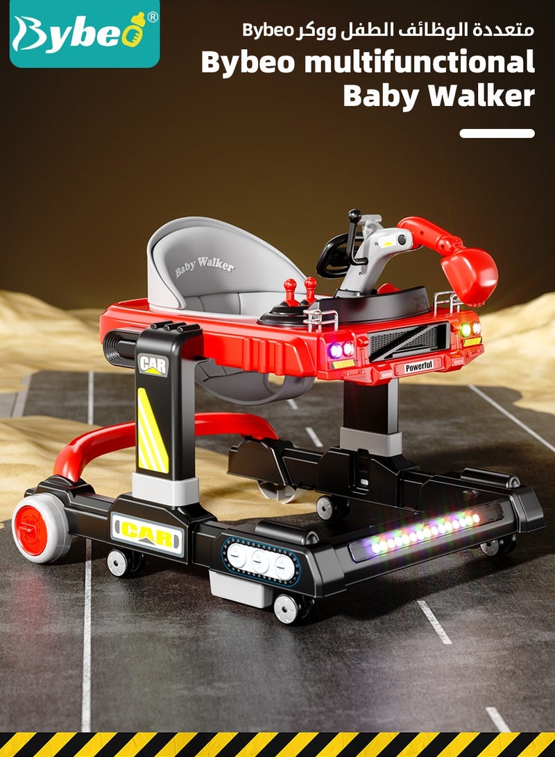 بيبو مشاية أطفال 3 في 1 مع مقبض دفع للوالدين، مشايات أطفال متعددة الوظائف، حفارة ألعاب للمشي مع ارتفاع قابل للتعديل وعجلات عالمية 360 درجة، وسادة مقعد مريحة، سجادة ترامبولين قابلة للفصل للأطفال الرضع والأولاد والبنات - Image 2