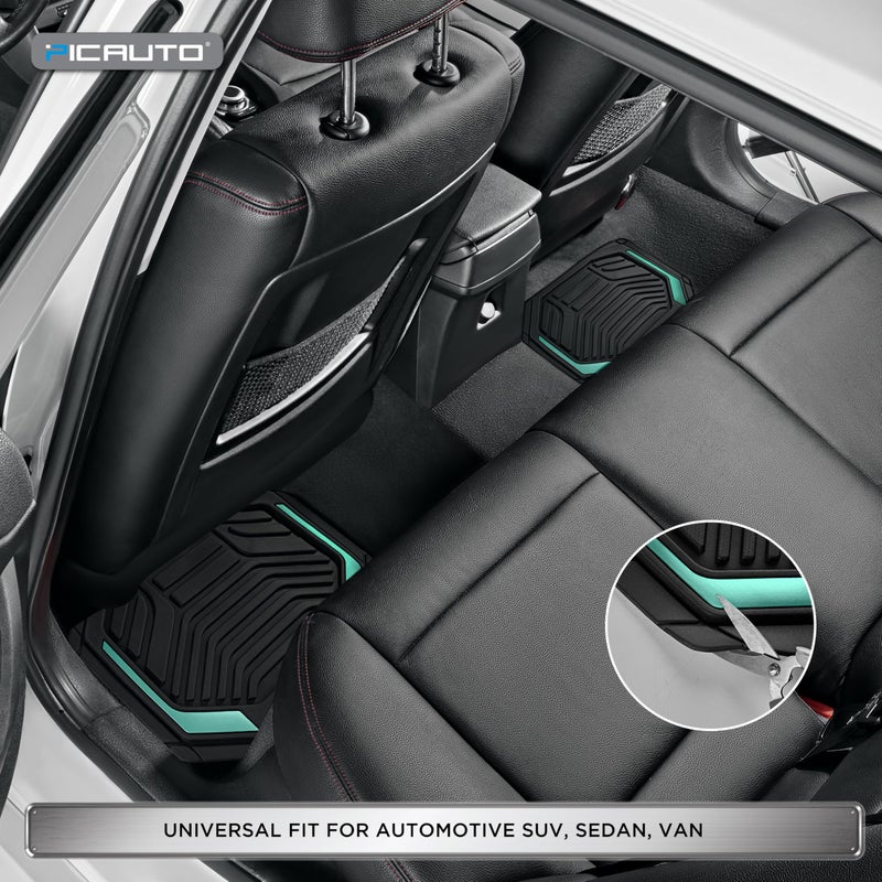PIC AUTO Heavy Duty Rubber Floor Mats, Mint Aluminum Film Car Mats Set, Front and Rear Car Mats with Anti-Slip Backing, All Weather Protection, Trim-to-Fit for Automotive SUV, Sedan, Van - Image 4