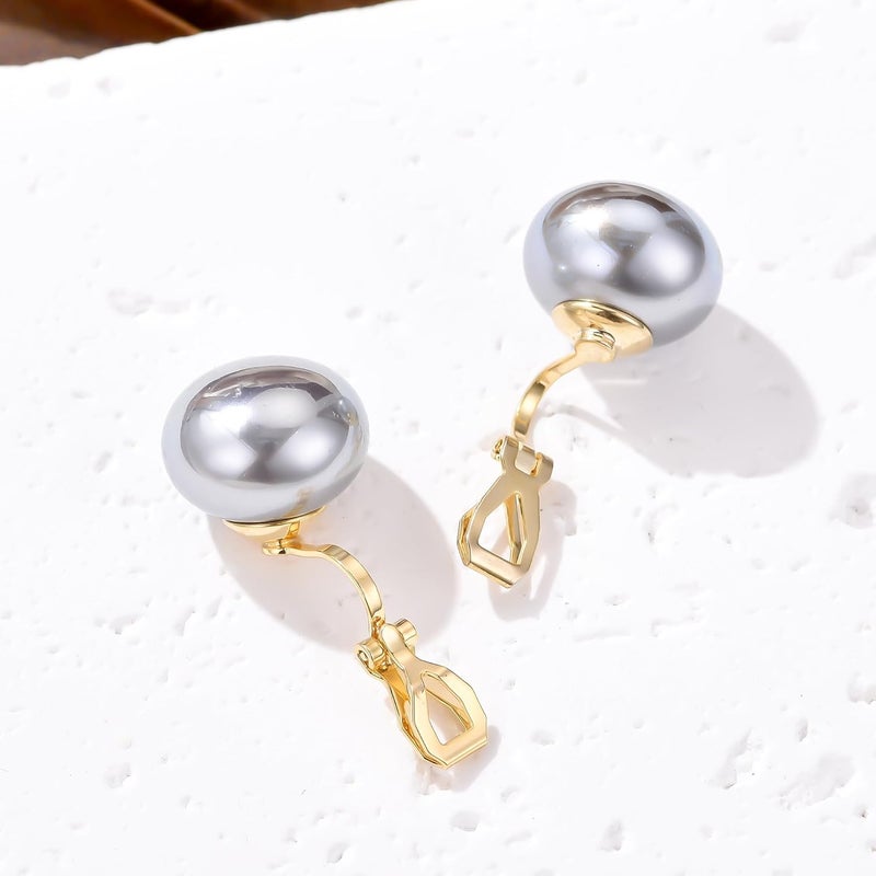 YOQUCOL Simulated Freshwater Pearl Clip On Earrings Not Pierced Elegant Stud Jewelry For Women - Image 4