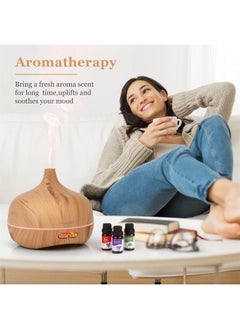 Essential Oil Diffuser Aromatherapy Diffusers: 550ml Ultrasonic Cool Mist Large Aroma Scent Essential Oils Diffuser Waterless Shut Off for Bedroom Home Office Living Room Wood Grain