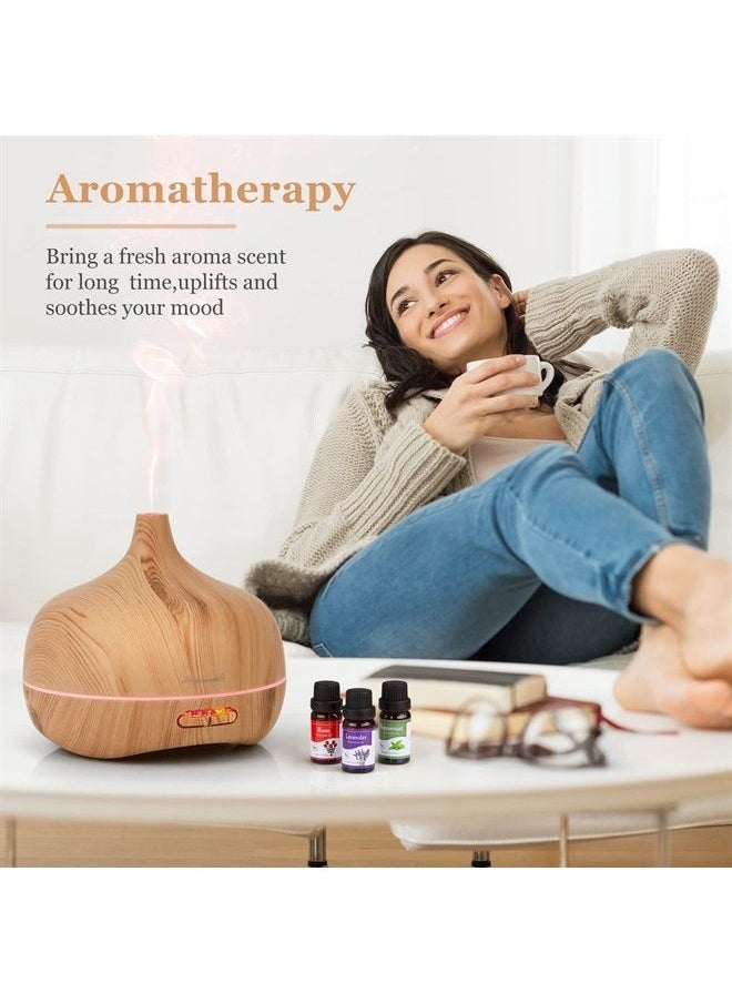 Homeweeks - Essential Oil Diffuser Aromatherapy Diffusers: 550ml Ultrasonic Cool Mist Large Aroma Scent Essential Oils Diffuser Waterless Shut Off for Bedroom Home Office Living Room Wood Grain - Image 1